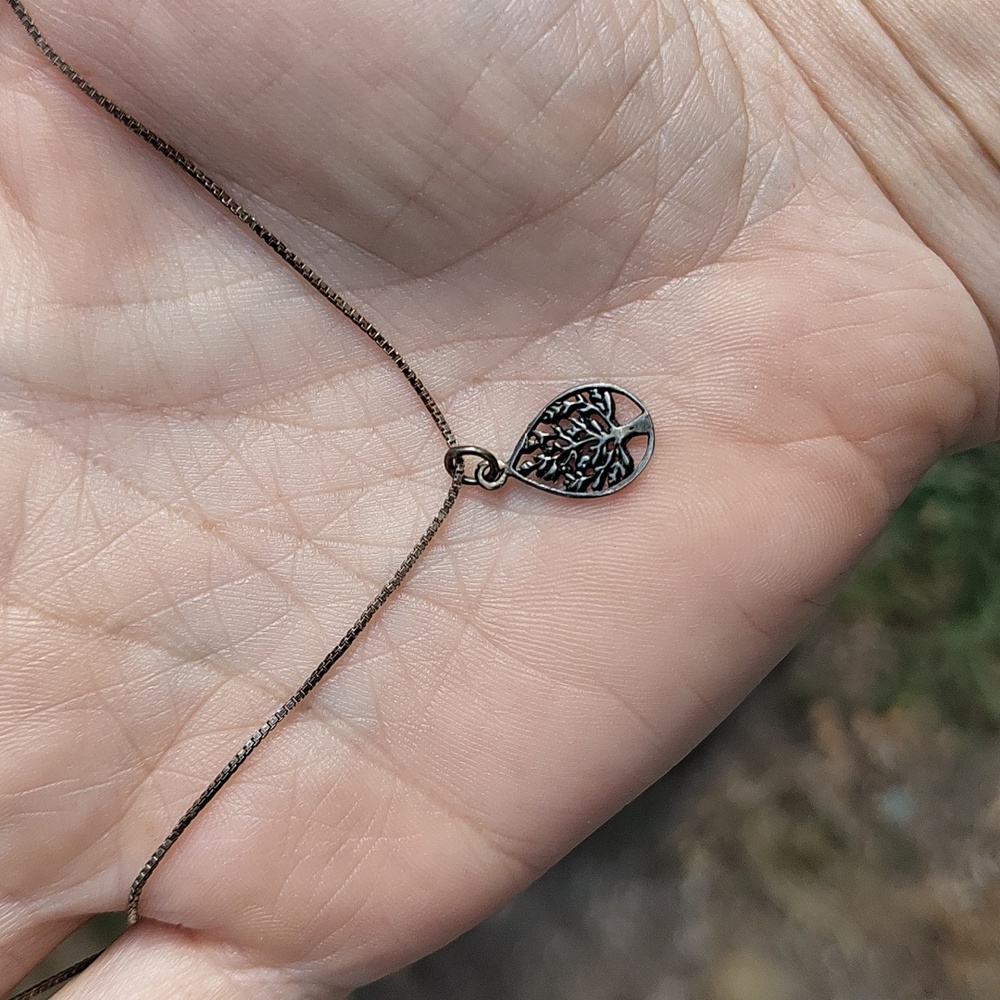 925 tree of life necklace with patina